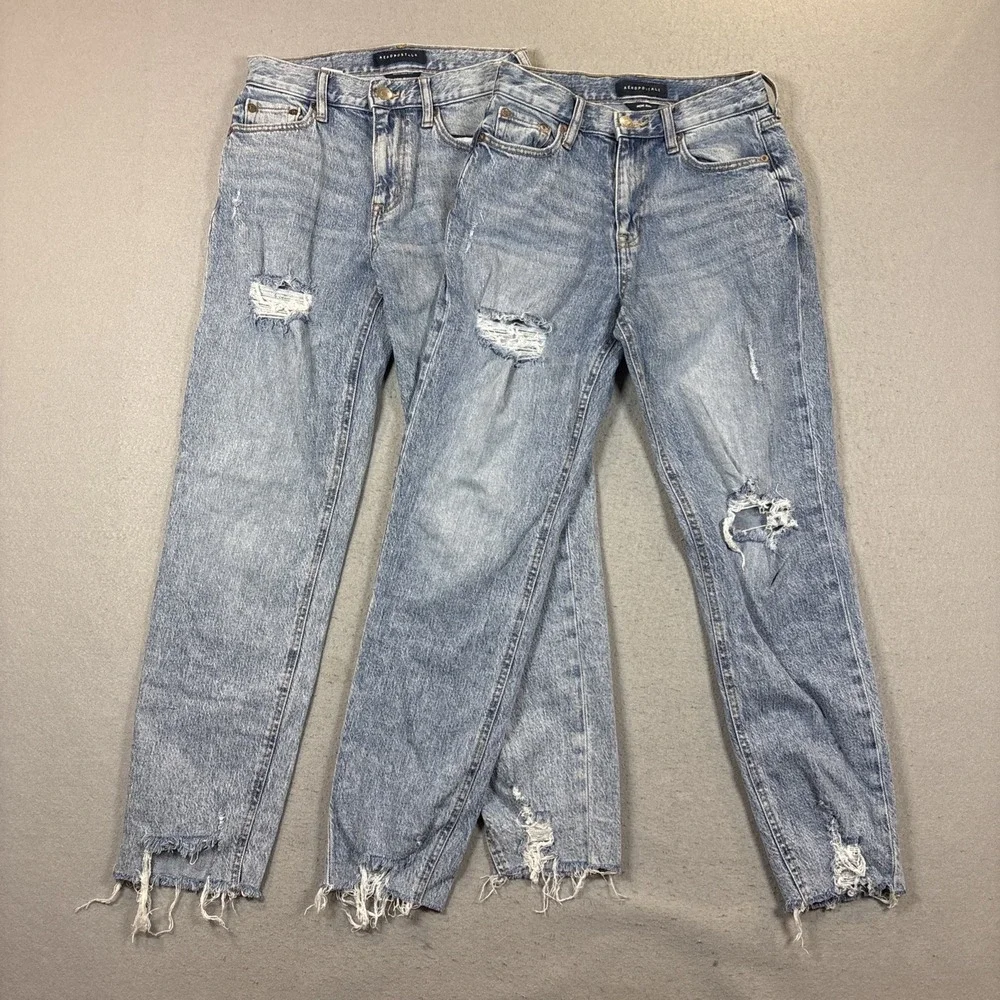 Aeropostale Mom Jeans Women Size 00R Distressed Mid Rise Lot of‎ 2